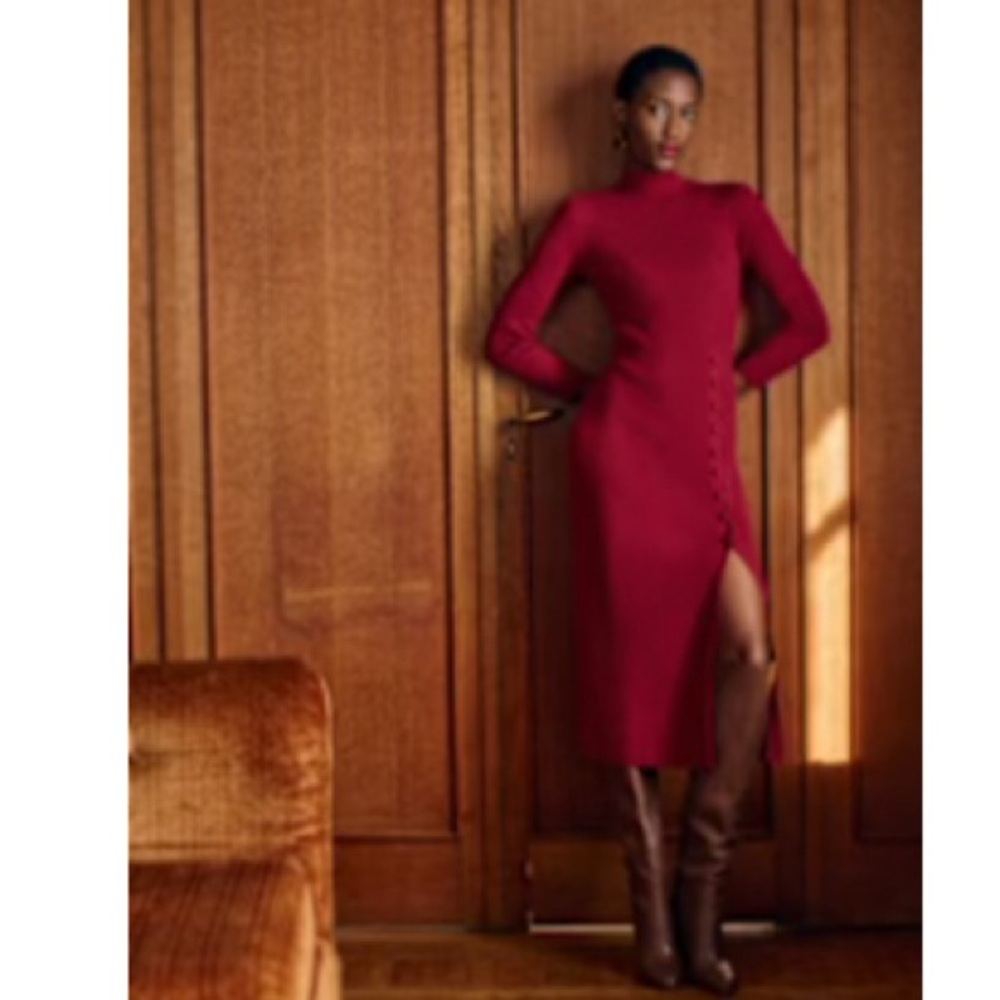 Sezane Harper Dress Deep Red (sold out) - Size S